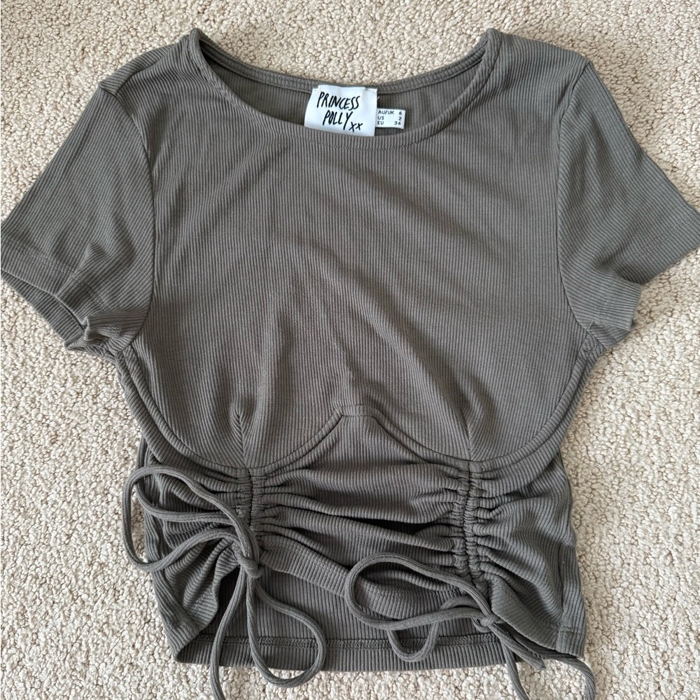Princess Polly Olive Green Ruched Top